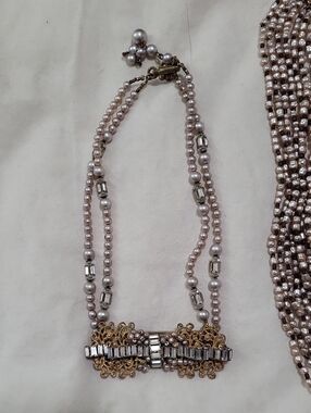 Miriam Haskell Pearl and Crystal Double-Strand Necklace